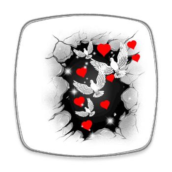 Tauben Taube Herz Herzen Frieden Friedenstauben - Viereckiger Kühlschrankmagnet - Weiß - Vorne