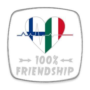 Finland and Italy 100% friendship - Square fridge magnet - white - Front