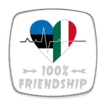 Estonia and Italy 100% friendship - Square fridge magnet - white - Front
