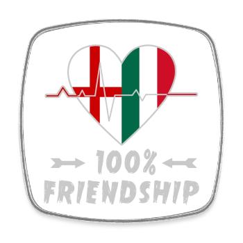 England and Italy 100% friendship - Square fridge magnet - white - Front