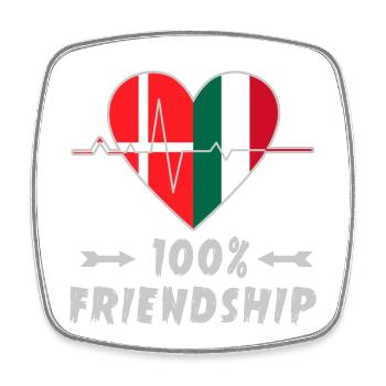 Denmark and Italy 100% friendship - Square fridge magnet - white - Front