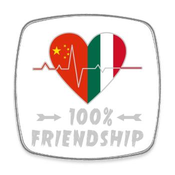 China und Italien 100% Freundschaft - Viereckiger Kühlschrankmagnet - Weiß - Vorne