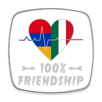Armenia and Italy 100% friendship - Square fridge magnet - white - Front