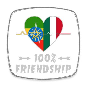 Äthiopien und Italien 100% Freundschaft - Viereckiger Kühlschrankmagnet - Weiß - Vorne