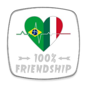 Brazil and Italy 100% friendship - Square fridge magnet - white - Front