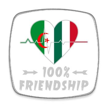 Algeria and Italy 100% friendship - Square fridge magnet - white - Front