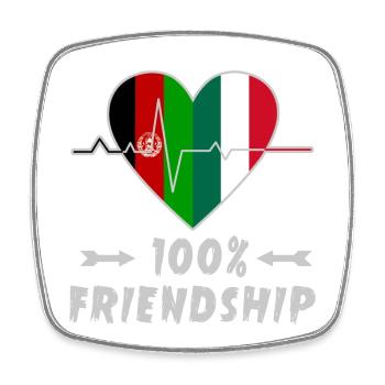 Afghanistan und Italien 100% Freundschaft - Viereckiger Kühlschrankmagnet - Weiß - Vorne