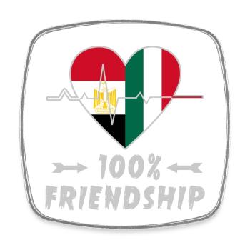 Egypt and Italy 100% friendship - Square fridge magnet - white - Front