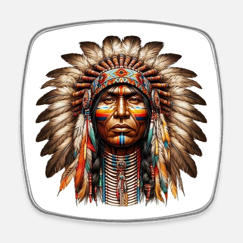 American Indian American - Square fridge magnet - white