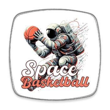 Space Basketball Astronaut Geschenk - Viereckiger Kühlschrankmagnet - Weiß - Vorne
