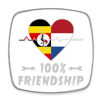 Uganda and the Netherlands 100% friendship - Square fridge magnet - white - Front