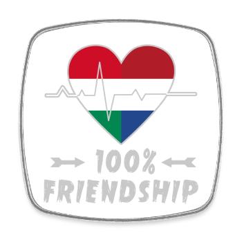 Hungary and Netherlands 100% friendship - Square fridge magnet - white - Front