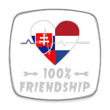 Slowakei und Niederlande 100% Freundschaft - Viereckiger Kühlschrankmagnet - Weiß - Vorne