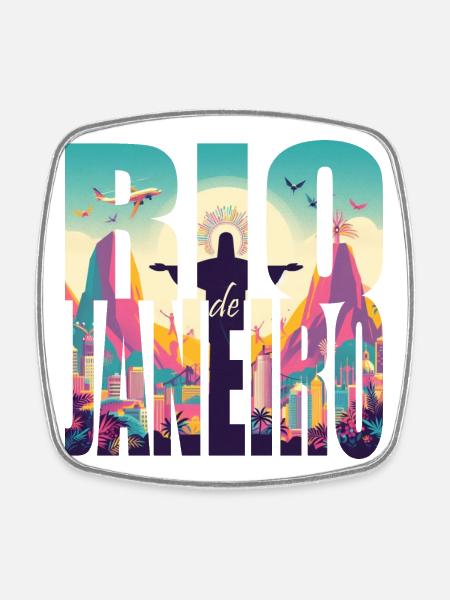 RIO CARNIVAL - Square fridge magnet - white
