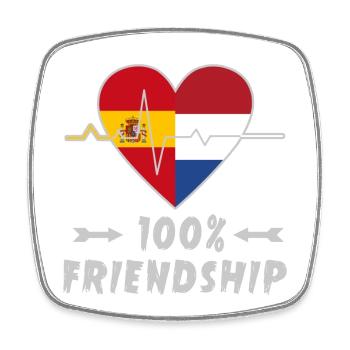 Spanien und Niederlande 100% Freundschaft - Viereckiger Kühlschrankmagnet - Weiß - Vorne