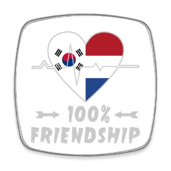 Südkorea und Niederlande 100% Freundschaft - Viereckiger Kühlschrankmagnet - Weiß - Vorne
