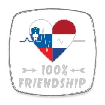 Slovakia and the Netherlands 100% friendship - Square fridge magnet - white - Front