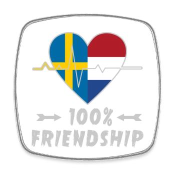 Sweden and Netherlands 100% friendship - Square fridge magnet - white - Front