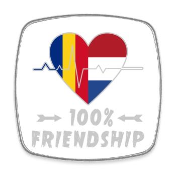Rumänien und Niederlande 100% Freundschaft - Viereckiger Kühlschrankmagnet - Weiß - Vorne