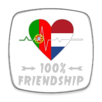 Portugal and the Netherlands 100% friendship - Square fridge magnet - white - Front