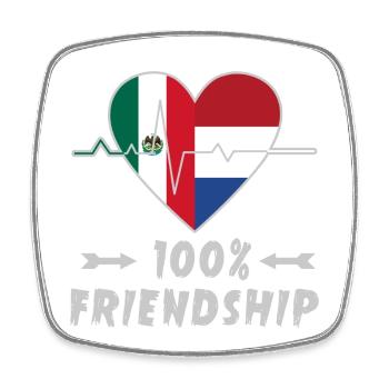 Mexiko und Niederlande 100% Freundschaft - Viereckiger Kühlschrankmagnet - Weiß - Vorne