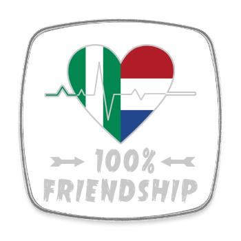 Nigeria and the Netherlands 100% friendship - Square fridge magnet - white - Front