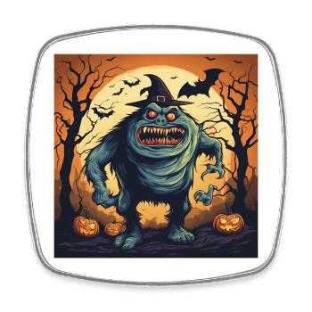 halloween, scary monster, pumpkin - Square fridge magnet - white - Front