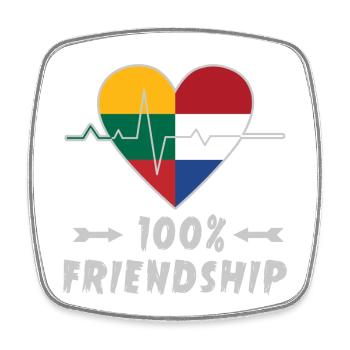 Lithuania and the Netherlands 100% friendship - Square fridge magnet - white - Front