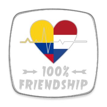 Colombia and the Netherlands 100% friendship - Square fridge magnet - white - Front
