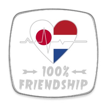 Japan and the Netherlands 100% friendship - Square fridge magnet - white - Front