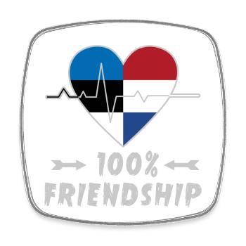 Estland und Niederlande 100% Freundschaft - Viereckiger Kühlschrankmagnet - Weiß - Vorne