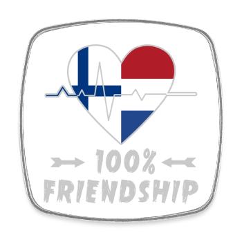 Finland and the Netherlands 100% friendship - Square fridge magnet - white - Front