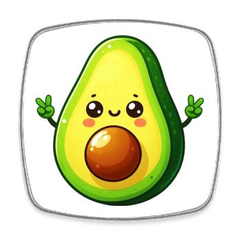Avocado - Viereckiger Kühlschrankmagnet - Weiß - Vorne