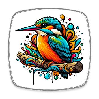 Martin-pêcheur - Magnet carré - blanc - Devant