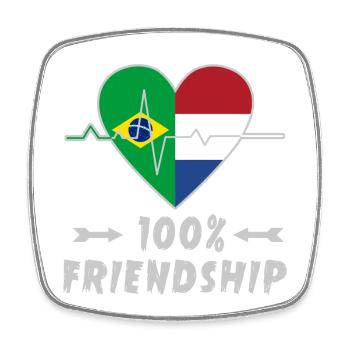Brazil and Netherlands 100% friendship - Square fridge magnet - white - Front