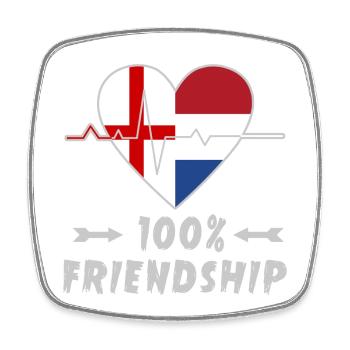 England and Netherlands 100% friendship - Square fridge magnet - white - Front