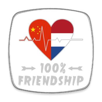China and the Netherlands 100% friendship - Square fridge magnet - white - Front