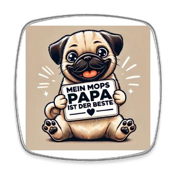 Cuddly puppy print for dads - Square fridge magnet - white - Front