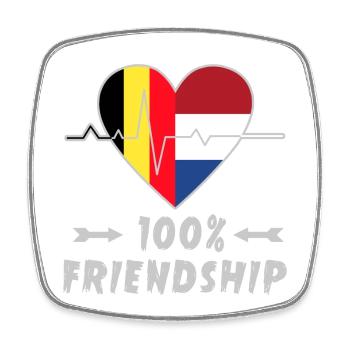 Belgium and the Netherlands 100% friendship - Square fridge magnet - white - Front