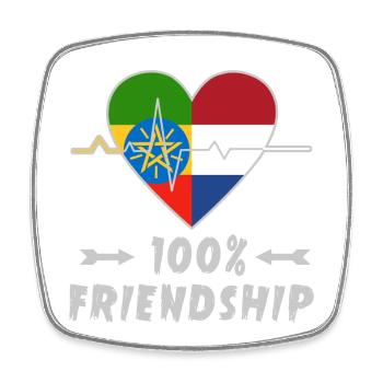 Ethiopia and the Netherlands 100% friendship - Square fridge magnet - white - Front