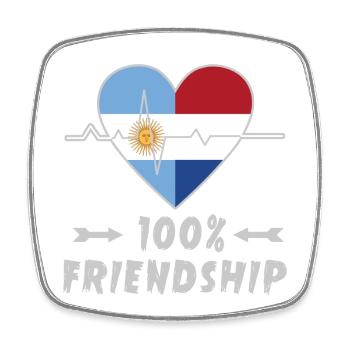 Argentina and the Netherlands 100% friendship - Square fridge magnet - white - Front
