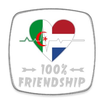 100 % amitié entre l'Algérie et les Pays-Bas - Magnet carré - blanc - Devant