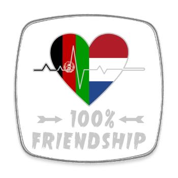 Afghanistan und Niederlande 100% Freundschaft - Viereckiger Kühlschrankmagnet - Weiß - Vorne