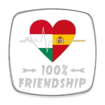 Ungarn und Spanien 100% Freundschaft - Viereckiger Kühlschrankmagnet - Weiß - Vorne
