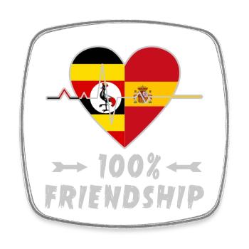 Uganda and Spain 100% friendship - Square fridge magnet - white - Front