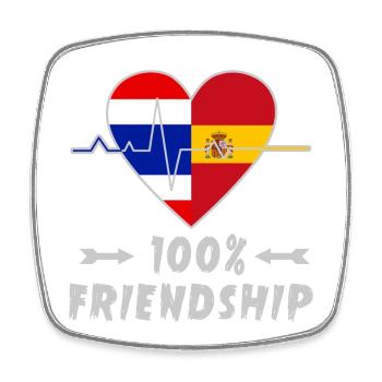 Thailand and Spain 100% friendship - Square fridge magnet - white - Front