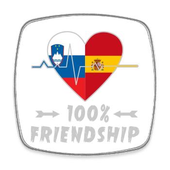 Slowenien und Spanien 100% Freundschaft - Viereckiger Kühlschrankmagnet - Weiß - Vorne