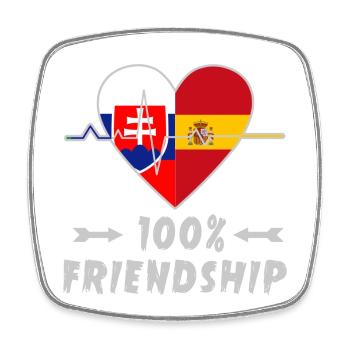 Slowakei und Spanien 100% Freundschaft - Viereckiger Kühlschrankmagnet - Weiß - Vorne