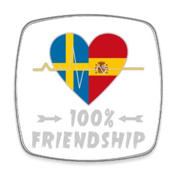 Sweden and Spain 100% friendship - Square fridge magnet - white - Front