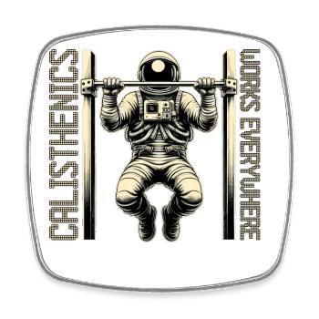 Calisthenics funktioniert überall Astronaut - Viereckiger Kühlschrankmagnet - Weiß - Vorne